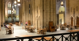 a photo of the inside of Pitt's Cathedral of Learning.
